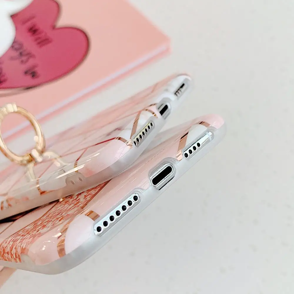 Покрытие геометрический мраморный чехол для телефона с кольцом Huawei P40 Pro P30 P20 Lite
