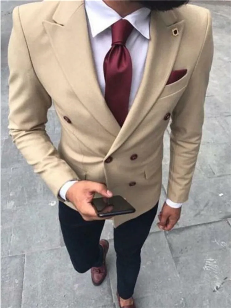 

Костюм мужской Smolking Noivo Terno, приталенный вечерний костюм Easculino, двубортный смокинг для жениха, цвета хаки