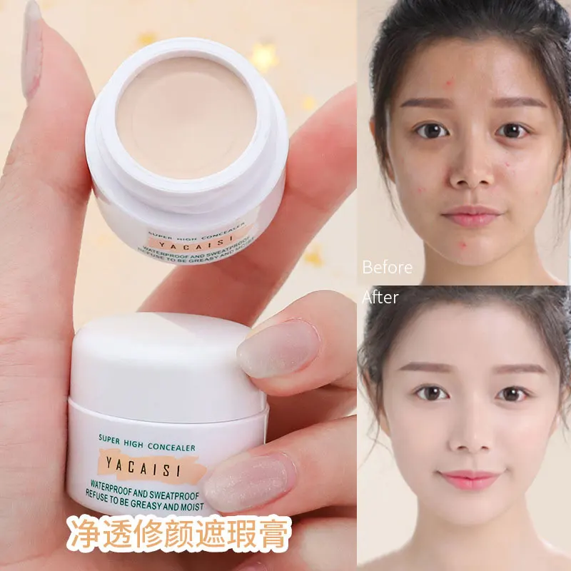 

Concealer Waterproof Cover Acne Wrinkles Dark Circles Freckles Pores Long-lasting Oil-Control Brighten Face Makeup 10g