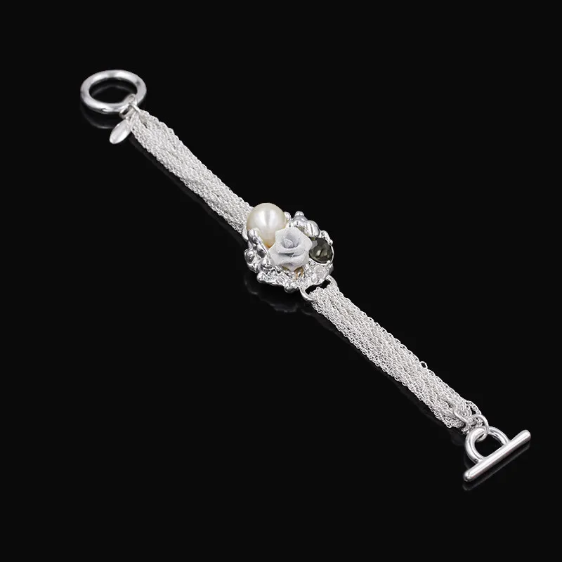 Модный серебряный браслет с подвесками и кристаллами для женщин простые