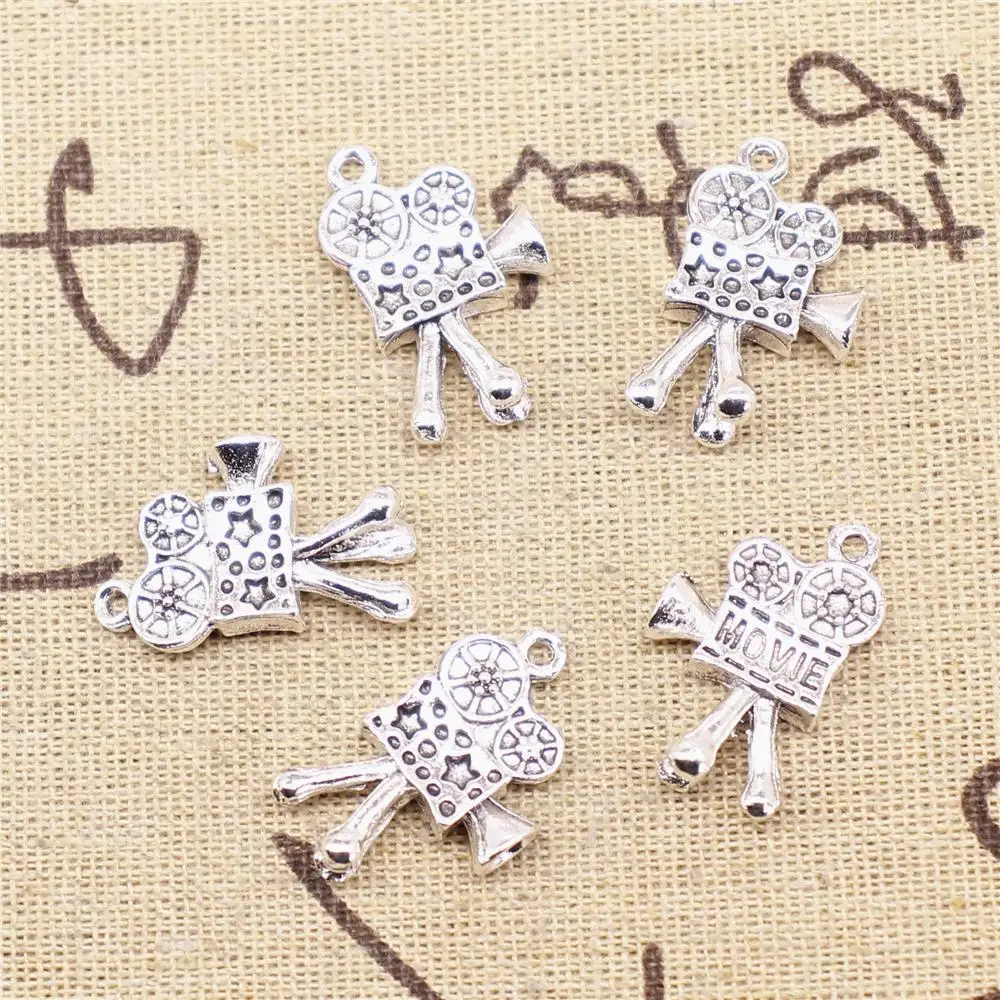 

Designer Charms DIY 5pcs 15x25mm Antique Silver Color Movie Player Charms