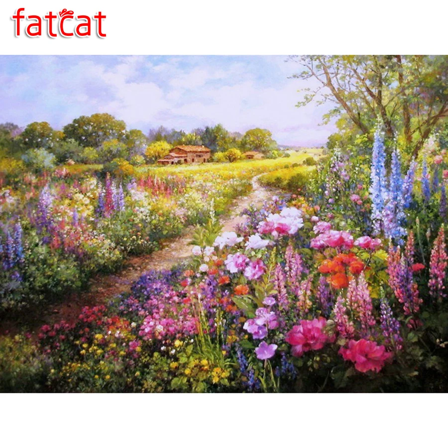 

Алмазная живопись FATCAT 5d "сделай сам", природный сад, цветочный пейзаж, алмазная вышивка, узор для украшения рукоделия, AE311