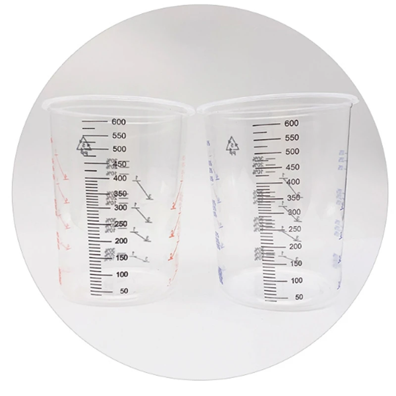 

25 Plastic Paint Mixing Cups 600Ml Mixing Container for Precise Mixing of Paint and Liquid (Ran Color)
