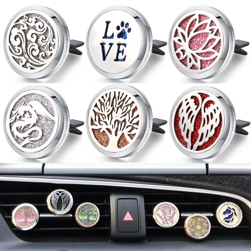 

New Wholesale Car Air Diffuser Stainless Steel Vent Freshener Car Essential Oil Diffuser Perfume Aroma necklace Open Locket