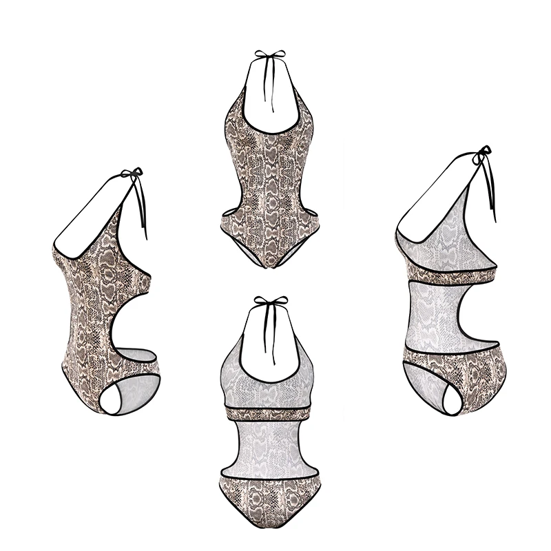 

Hot Sale Snake Skin Pattern 0ne-piece Bikini Swimsuit Beachwear Sexy Lingerie Drop Shipping