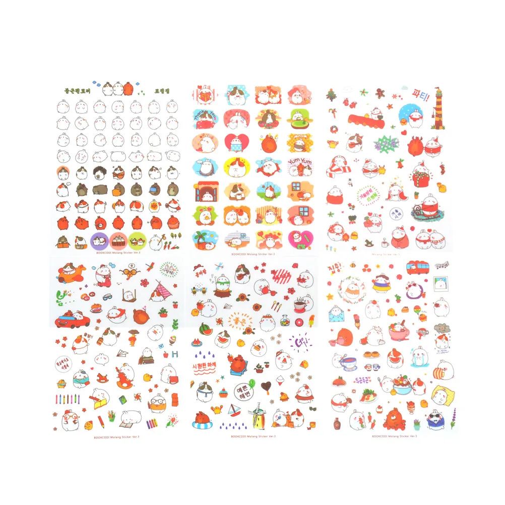 

6Pcs/set DIY Funny Creative Cartoon Sticker Transparent Pet Phone Decor Stickers For Kids Toy Stickers Children