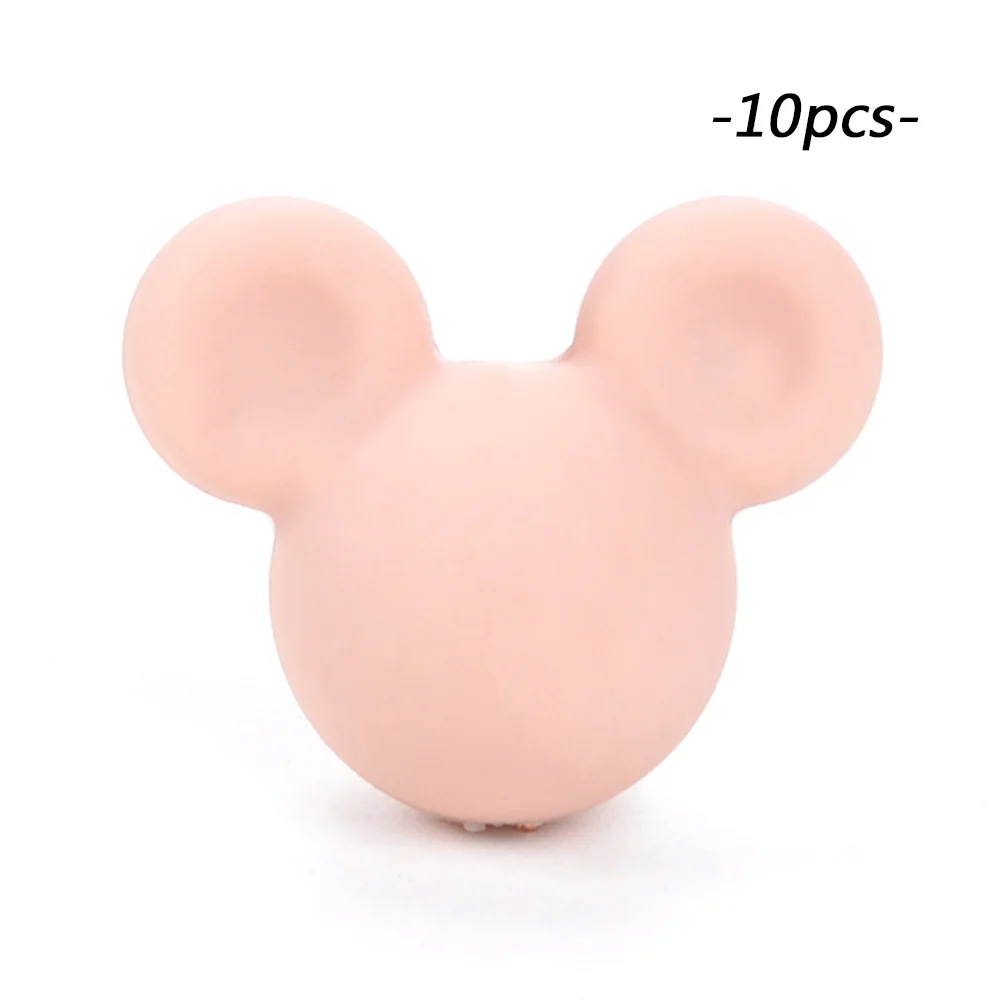 peachy LOFCA силиконовые бусины Микки 10 шт Детские бусины для прорезывания зубов жевательные продукты пищевого силикона BPA бесплатно Соска-подвеска для изготовления ожерелья - Цвет: peachy