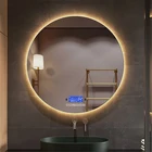 Bluetooth Круглый Ванная комната косметическое зеркало со светодиодной светильник индукции человеческого тела Анти-туман Подсветка светильник сенсорный затемнения Смарт косметическое зеркало