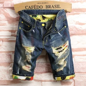 Men's denim shorts 2021 summer casual ripped loose fashion street clothing jeans men's clothing denim shorts oversized 40 42 10 item image