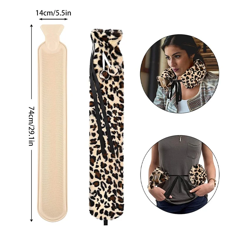 

Hot Water Bottle Stress Pain Relief Therapy Bag Fur Rubber Long Hot Bottles Bag With Plush Cover For Waist Hand Foot Warming