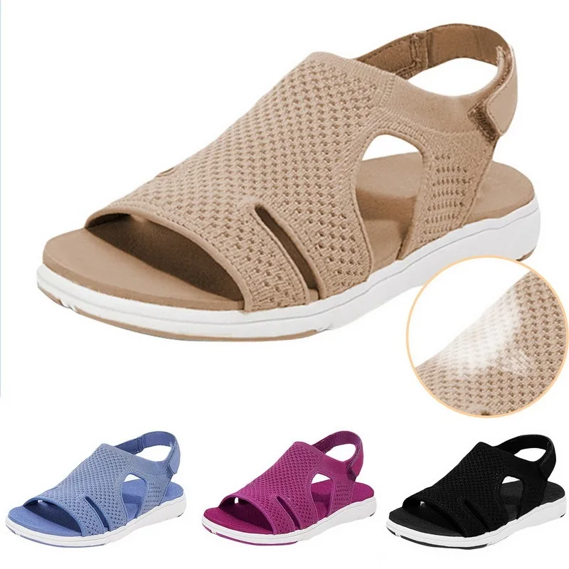 

2021 New Women's Soft & Comfortable Sandals Mesh Upper Breathable Sandals Adjustable Cross-strap Design Sandalias Mujer 2020