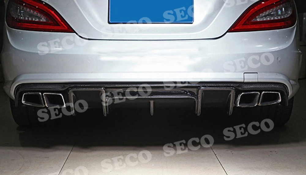 Для Benz W218 CLS350 CLS63 AMG 2011- рассеиватель задней губы из углеродного волокна из нержавеющей стали четыре выхода выхлопные наконечники хвост горло