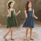 Летние Детские платья для маленьких девочек летняя одежда для девочек без рукавов, платья на бретельках для детей и подростков платье для девочек 4, 5 От 6 до 12 лет, vestidos