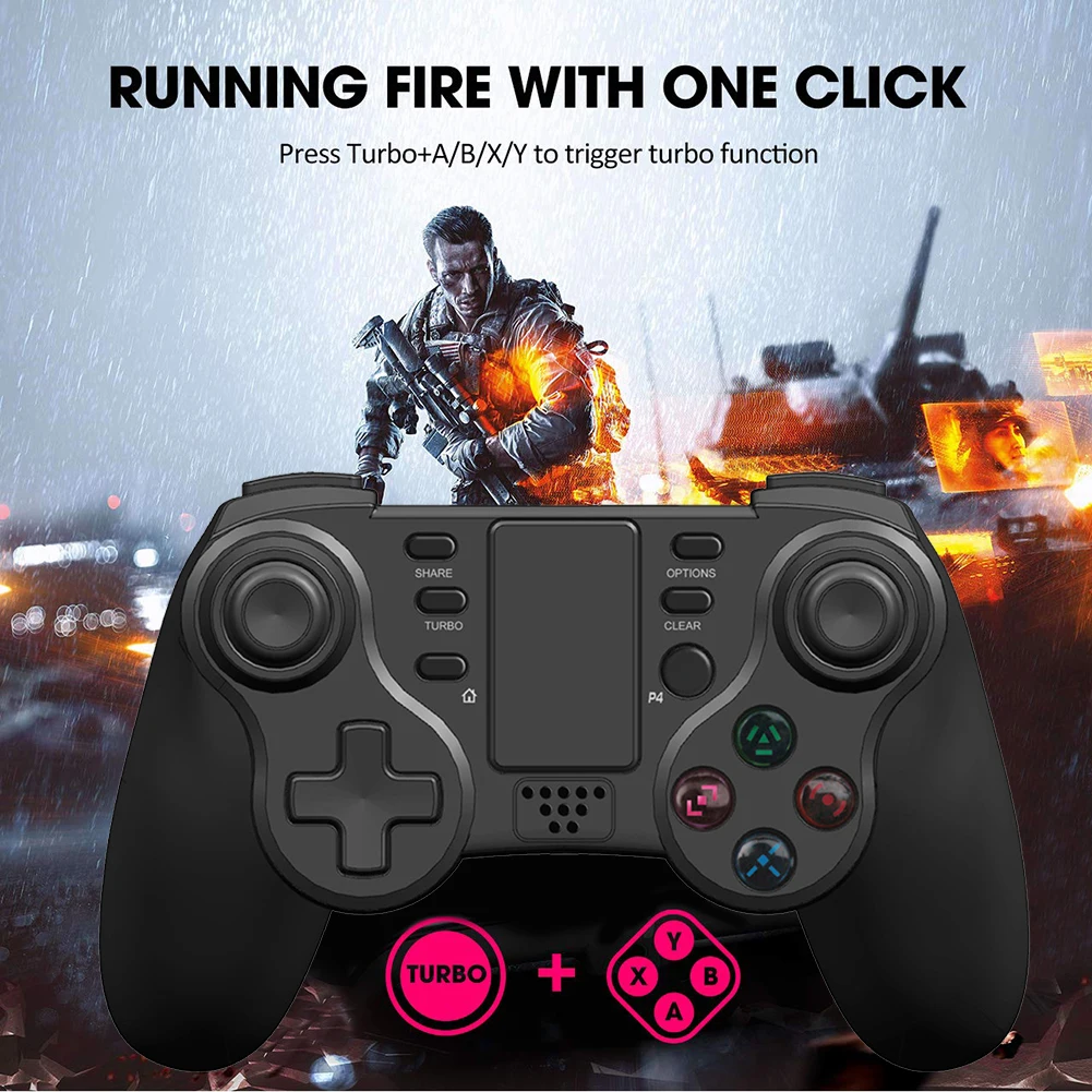 

Wireless Bluetooth Controller With LED Light Acceleration Sensor Gamepad For PS4/PC Game Peripherals Tools Games Accessories