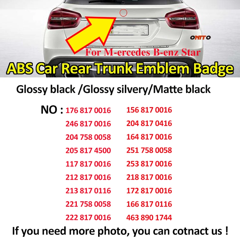 

A B G R E GLA CGLK GLC GLS Class 3pins ABS Star Style Auto Rear Trunk Emblem Badge Sticker Decoration Label Accessory