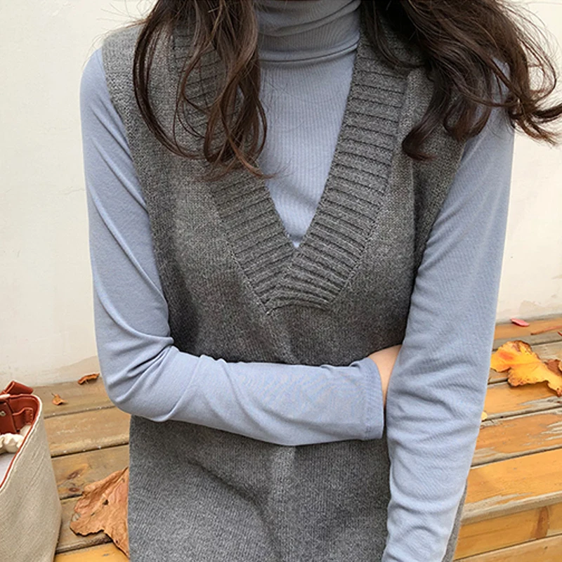 

Loose cover belly Retro Mid long vest T-Shirt Top Women fat mm autumn winter junior sweater coat large