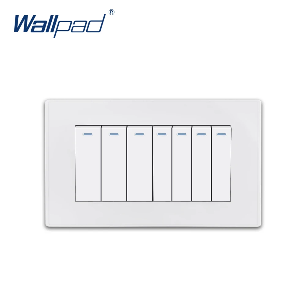 7 Gang 2 Way Wallpad Luxury White PC Panel Wall Light Switch Rocker 16A AC110~250V | Обустройство дома