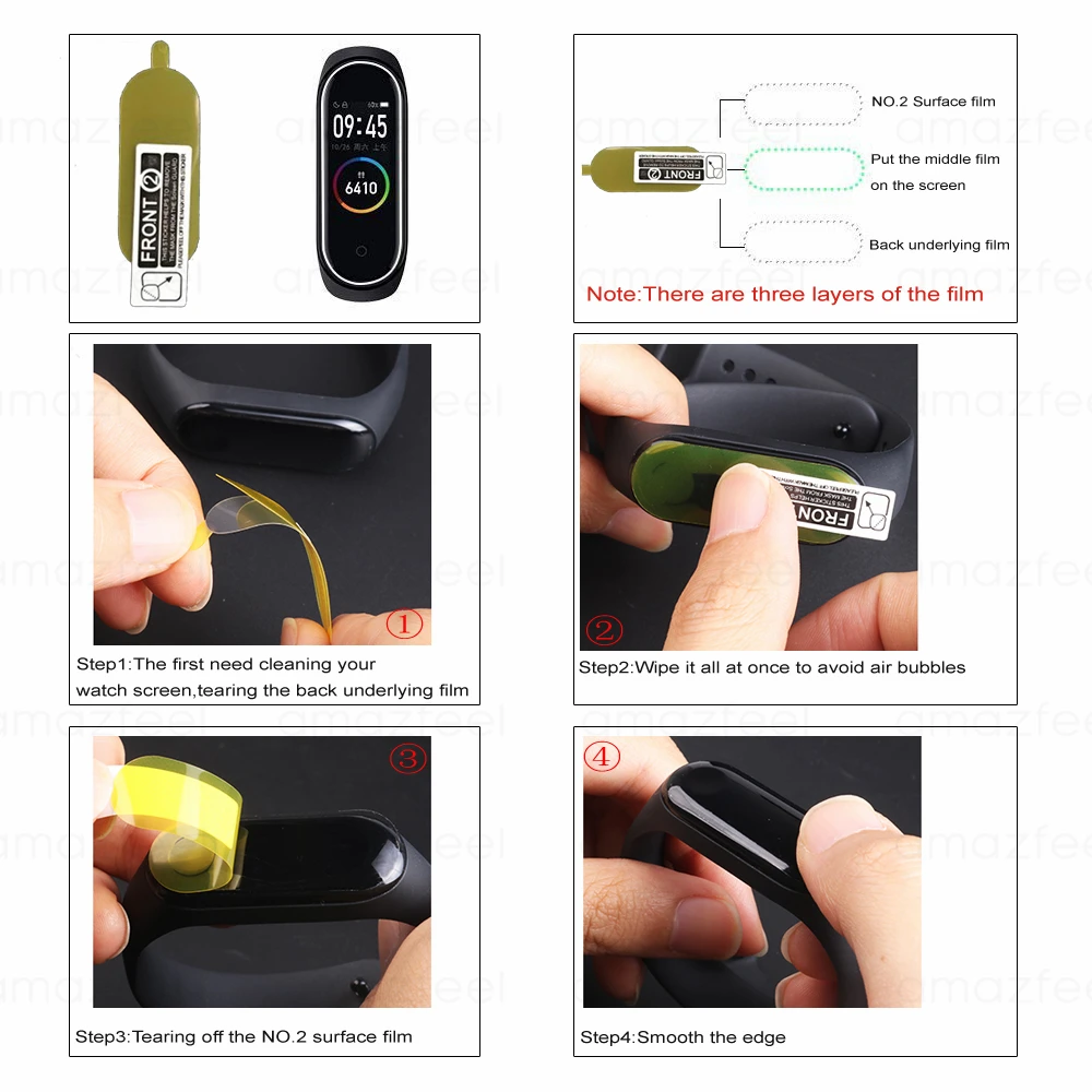 100 шт./упак. для Xiaomi Mi Band 6 5 4 Screen Protector защитная пленка закаленное пленки браслет