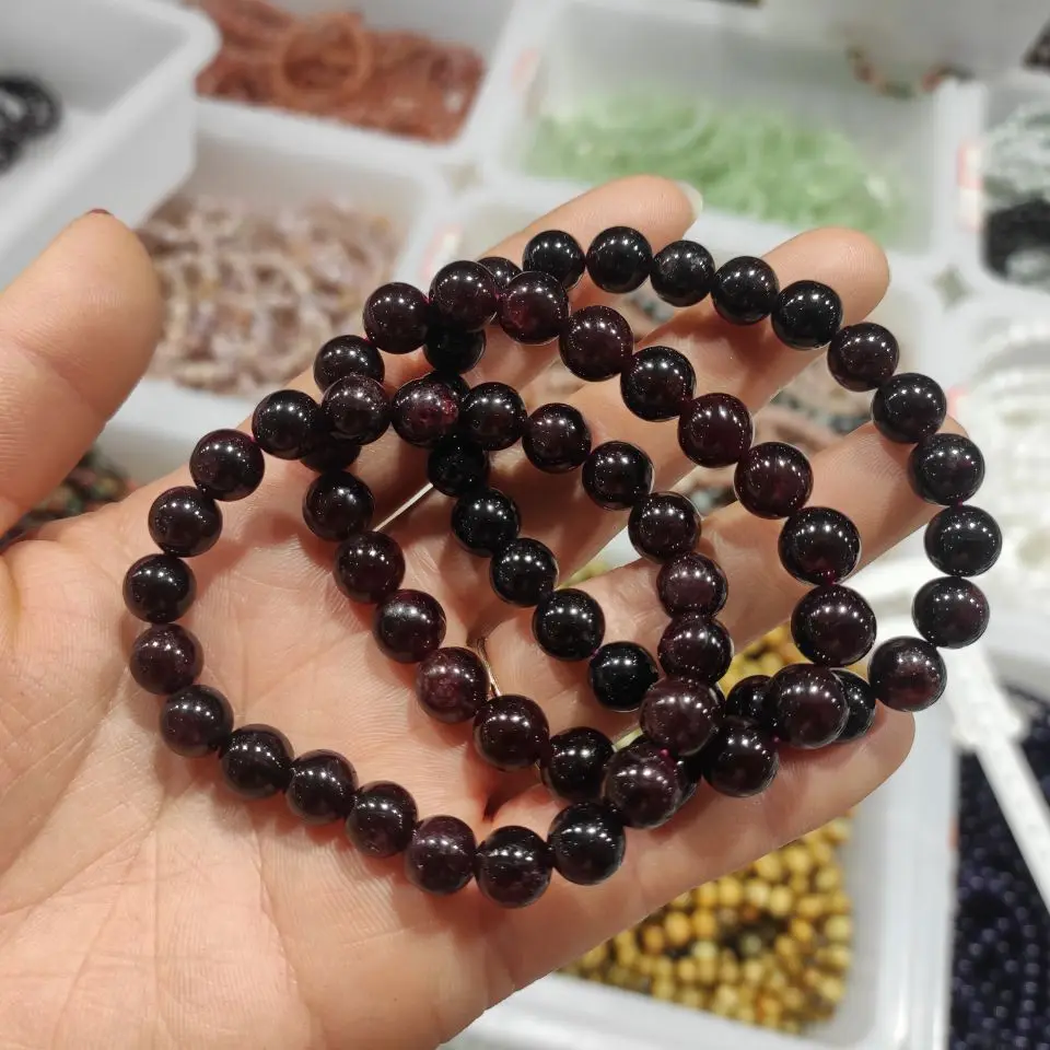 

2pcs Fine AAA+ Natural Garnet Round Stone Beads For Jewelry Making DIY Bracelet Necklace Material