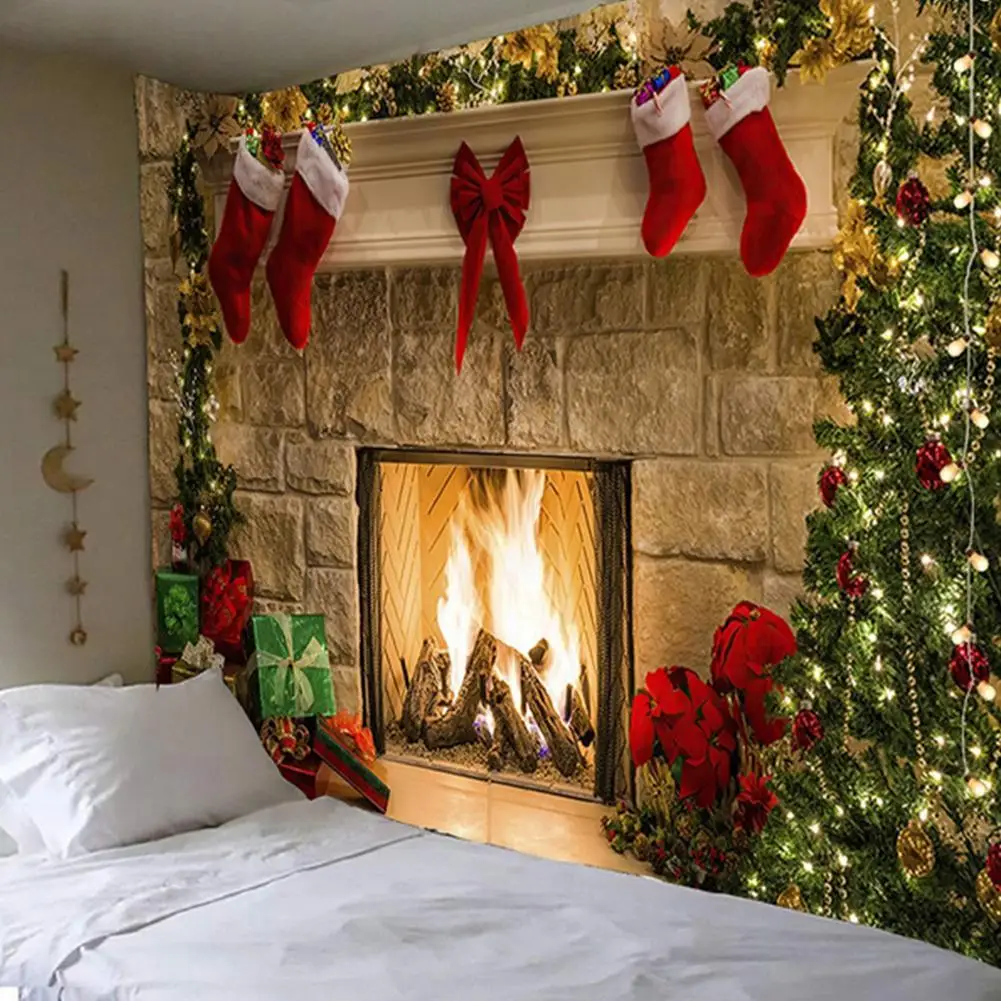 

Nordic Christmas Wall Decoration Background Cloth Santa Claus Tapestry Boho Room Decorations