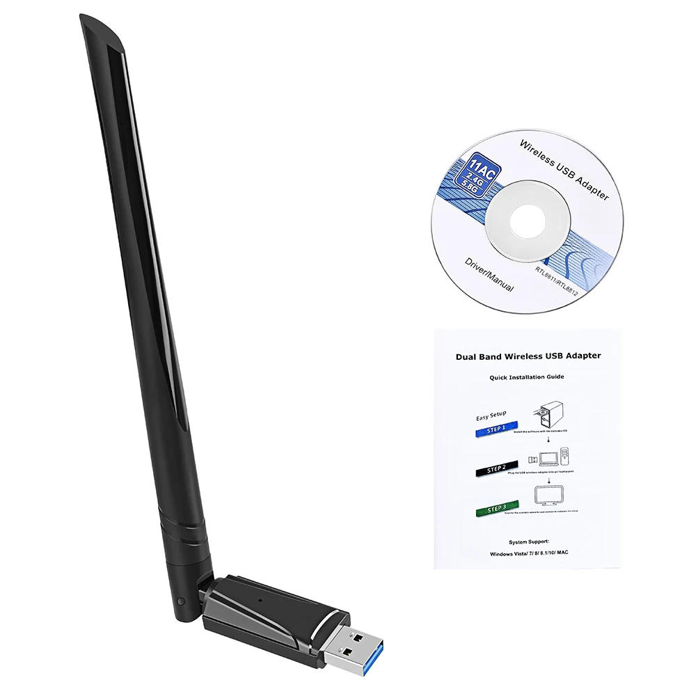 

USB 3.0 Wifi Adapter 1300Mbps Dual Band Antenna 2.4G/5.8G Ethernet Network Card Receiver Wireless Wifi USB Dongle For PC Laptop