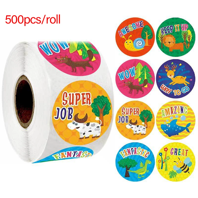 

500 Pcs/roll Round Label Sticker Thank You Hand Made With Stickers For Scrapbook Stationery Sticker