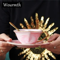 wourmth high grade coffee cup saucer marble gold series concentrated fruit juice mug home drink essential tea cup porcelain gift