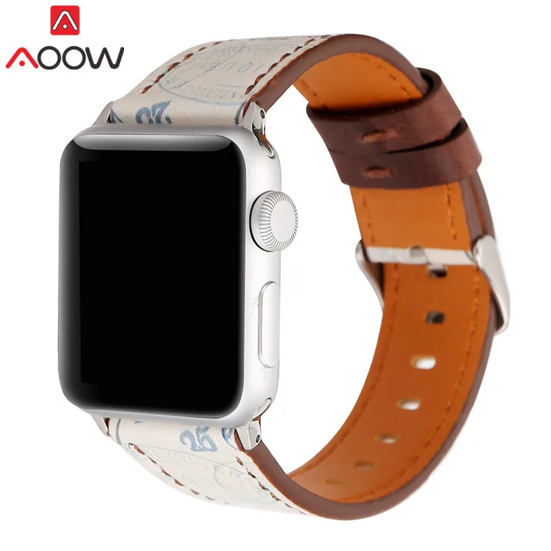 Винтажный кожаный ремешок для часов Apple Watch 38 мм 42 мм красный цветочный принт для женщин и мужчин сменный мужской т-браслет ремешок для iwatch 1 2 3