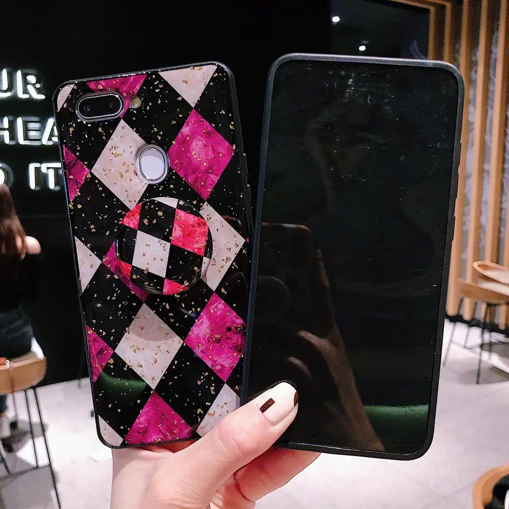 Блестящий розовый красный ромбовидный чехол для телефона с кронштейном iPhone 11 11pro