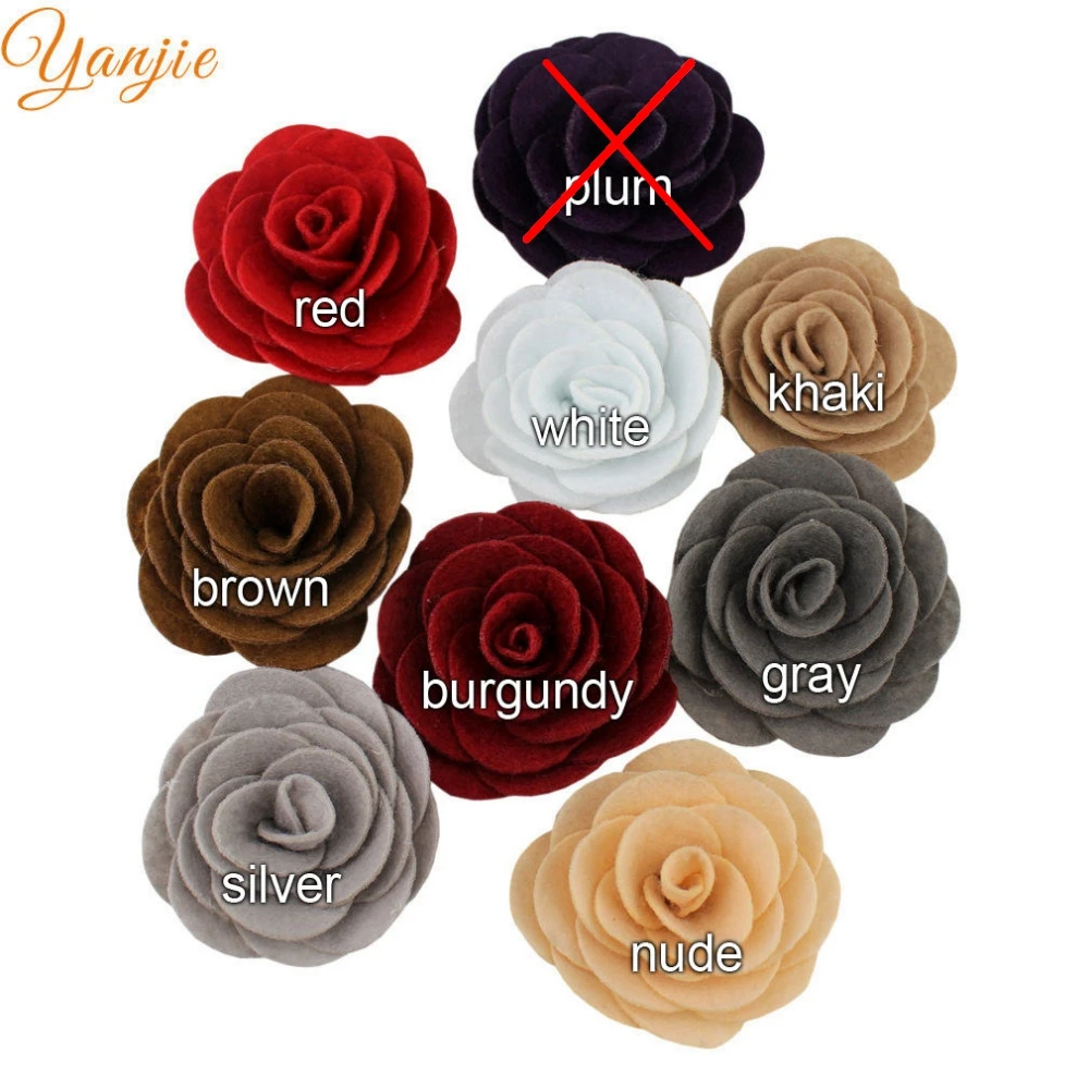 Детские фетровые цветы 18 шт./лот 2 дюйма аксессуары для волос 2021 однотонные