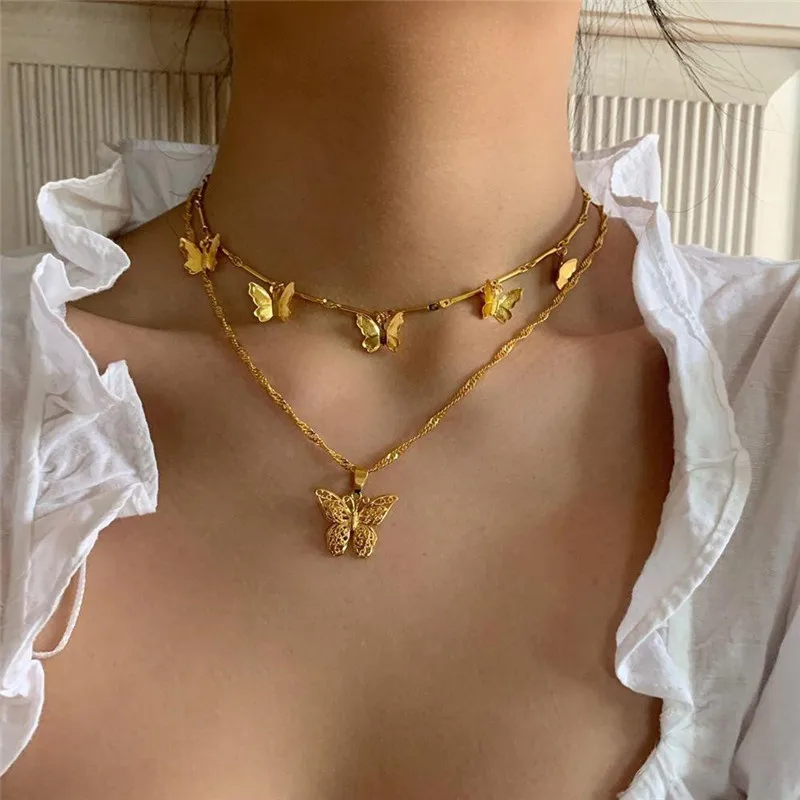 Винтажное ожерелье с подвеской бабочкой и кисточкой Женские Ювелирные изделия