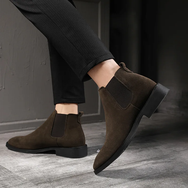 Ботинки Челси мужские замшевые приличная кожа оригинальные Короткие