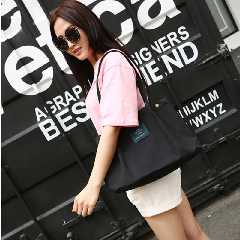 

Reusable Simple Shopping Bag Travel Canvas Tote Bags Printing Eco Cotton Bag Women Shoulder Bags