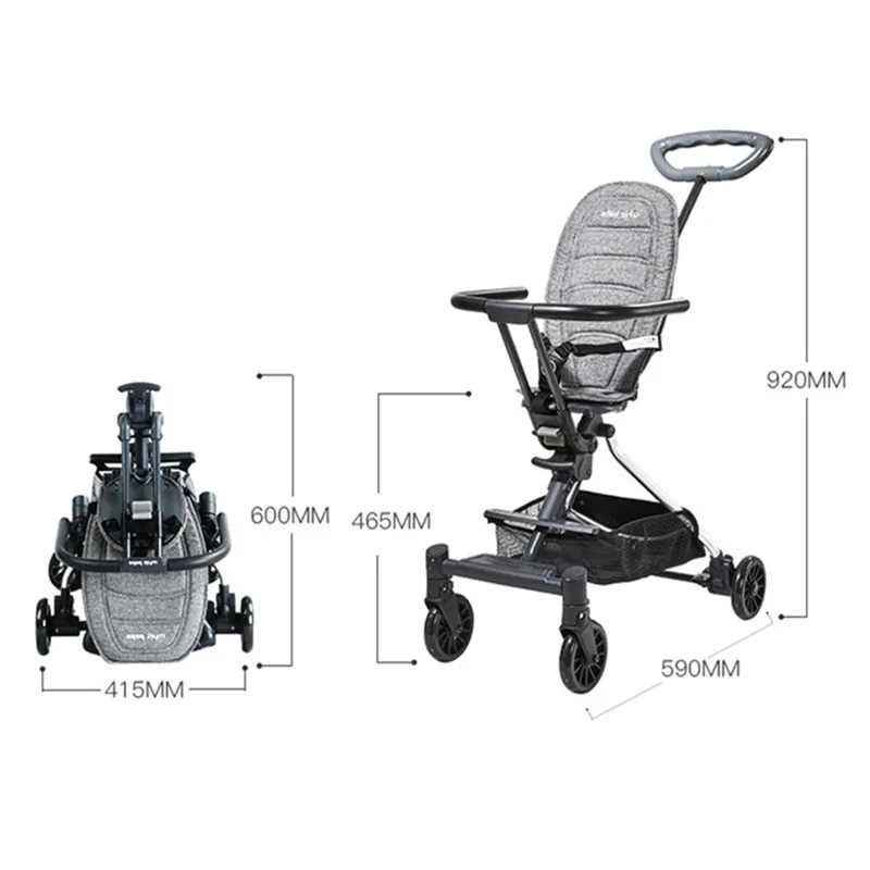 

Children's Four-wheelers Baby Lightweight Folding Stroller Reclining Baby Stroller Shock Absorber Hot Mom Baby Car