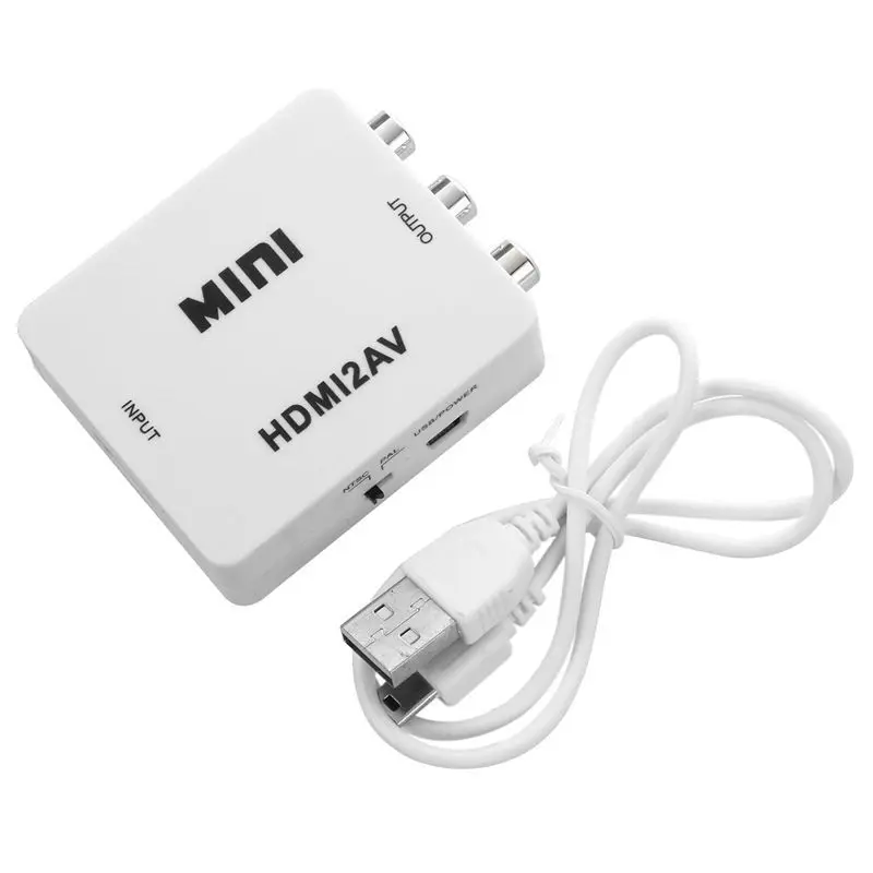 Мини HD видео HDMI AV CVBS NTSC/ PAL сигнал ТВ конвертер VHS рекордер DVD RCA белый|Кабели HDMI| |