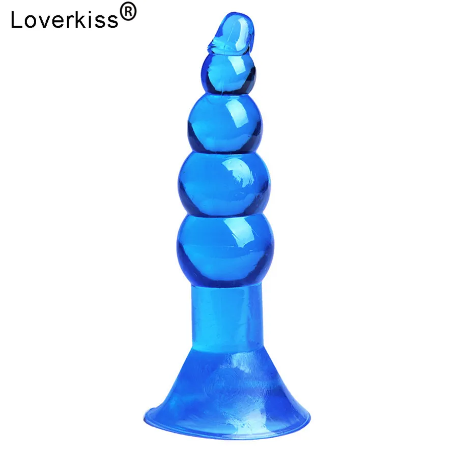 Анальная пробка Loverkiss мягкая Желейная с бусинами для точки G анальная
