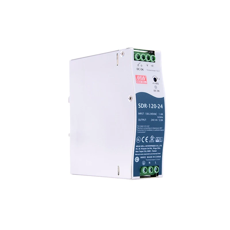 Оригинал Mean Well SDR 120 series meanwell DC 12 В 24 в 48 Вт промышленная DIN рейка с блоком питания