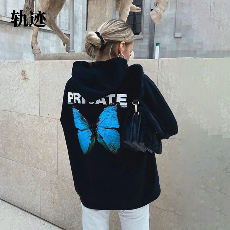 

Women's European and American Fashion Hooded Sweater 2021 Loose Printed Long Sleeve Sweater Jacket Sweatshirt Women