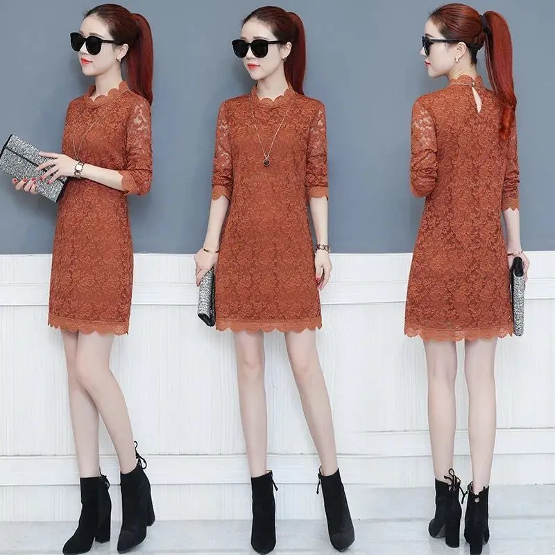 Новинка 2022 кружевной пуловер платье средней длины осень и зима новинка модное