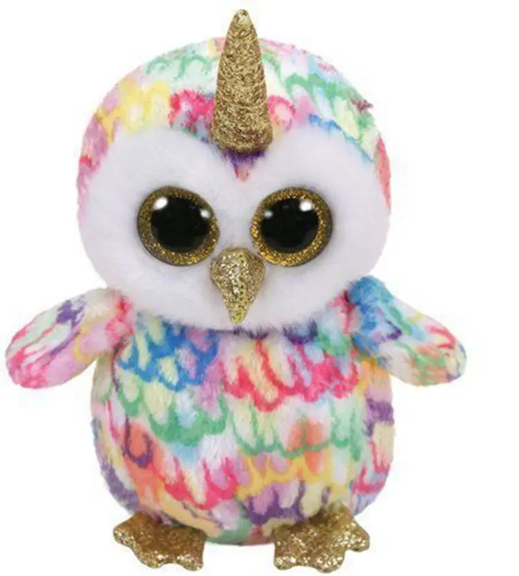 

Ty Beanie Boos Big Eyes Plush Pea 15CM Animal Rainbow color owl unicorn Collection Doll Children Birthday Christmas Gift