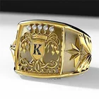Популярное мужское кольцо золотого цвета с буквой K, ослепительное кольцо с рисунком из фианита для мужа, свадебное кольцо, подарок на день рождения, модные ювелирные изделия