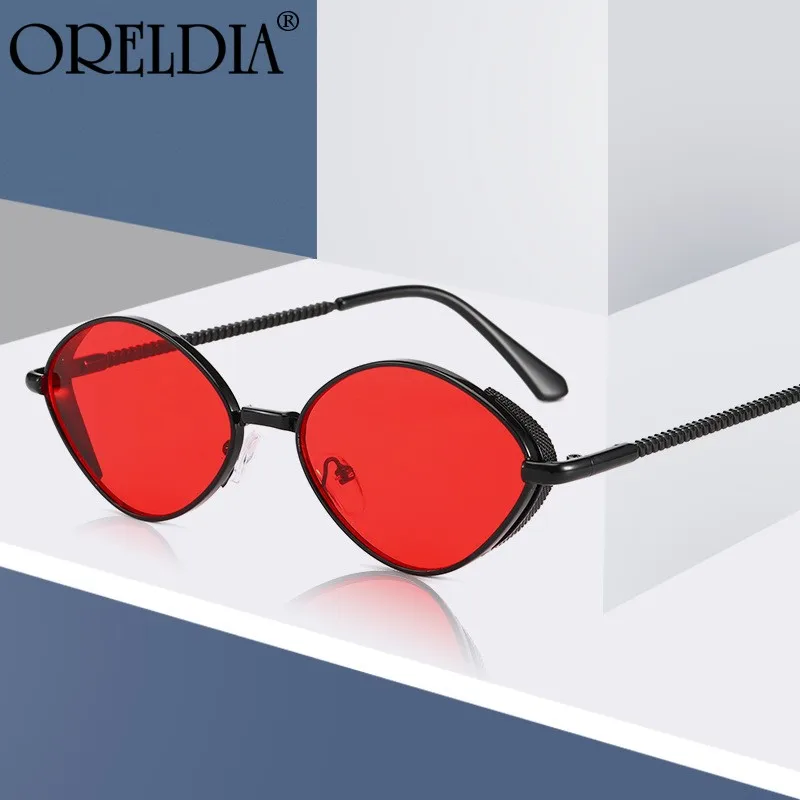 

2021 Latest Sunglasses Ladies Fashion Retro Oval Glasses Trend Men Red Gradient Color Metal Material Sunglasses Hot UV400
