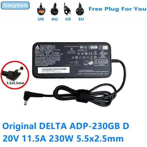 Оригинальное зарядное устройство 230 Вт с адаптером переменного тока для MSI GS66 GL75 DELTA ADP-230GB D 20 в 5,5 а 2,5 x мм адаптер питания для игрового ноутбук...