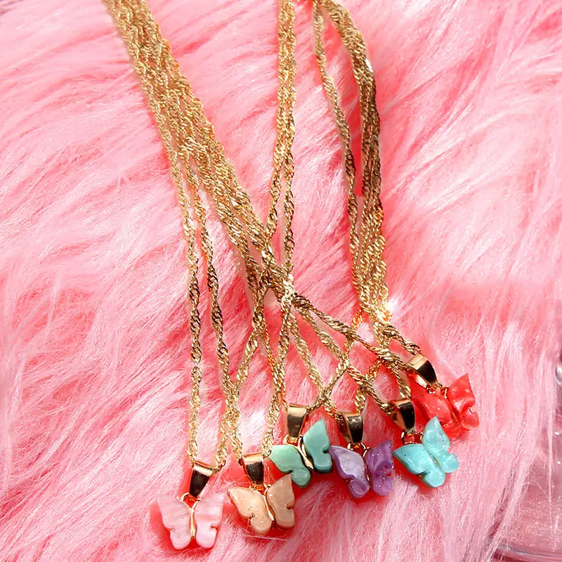 JUST FEEL New Fashion Butterfly Pendant Necklace for Women Gold Color Twist Chain 2020 Jewelry Party Friendship Gift | Украшения и