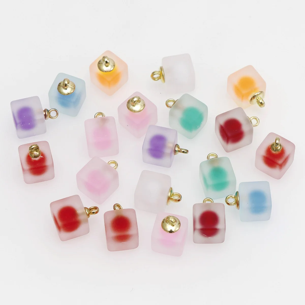 8 шт 12 мм корейский стиль красочный матовый мини акриловый квадратный Бусы