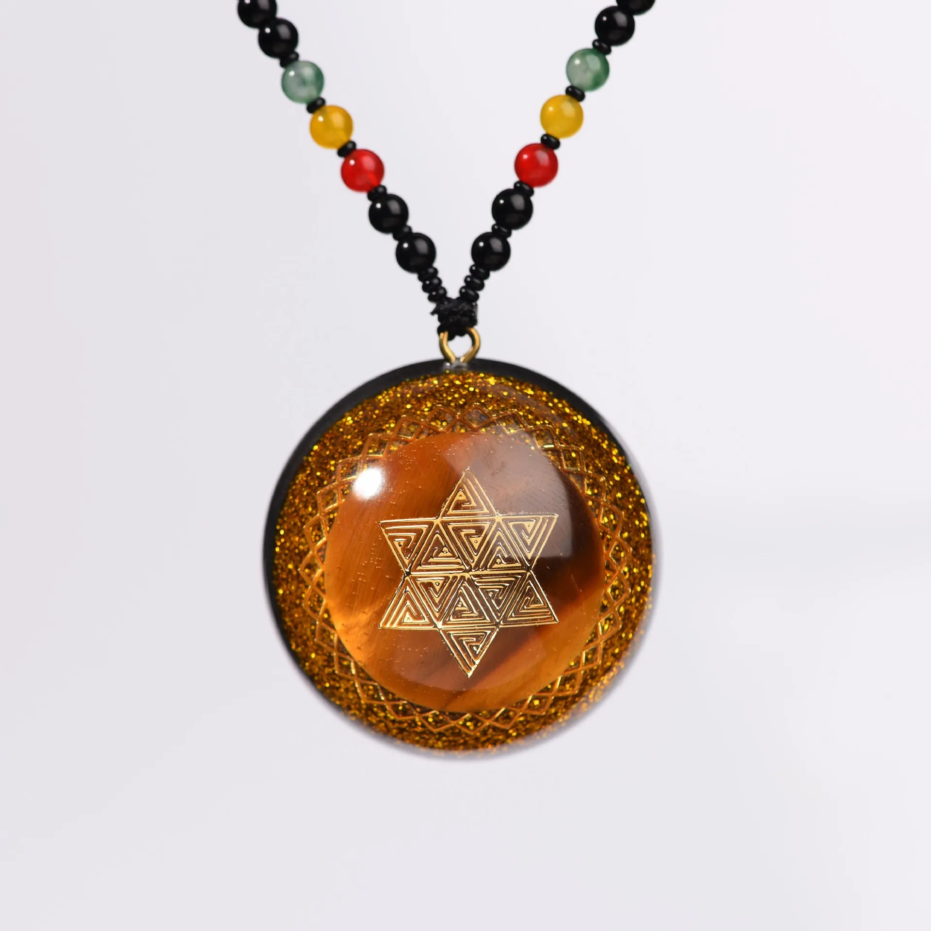 

Orgonite Energy Pendant Tiger Eye Crystal Orgone Necklace Men and Women Career Amulet Magnetic Field Energy Convreter Witca