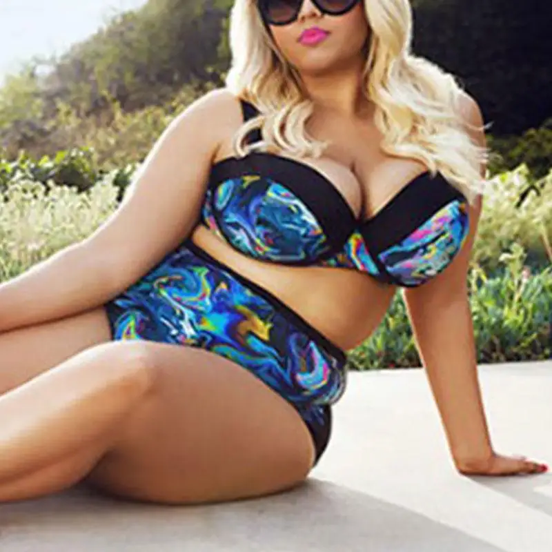 Женский треугольный бюстгальтер бикини размера плюс с цветочным принтом