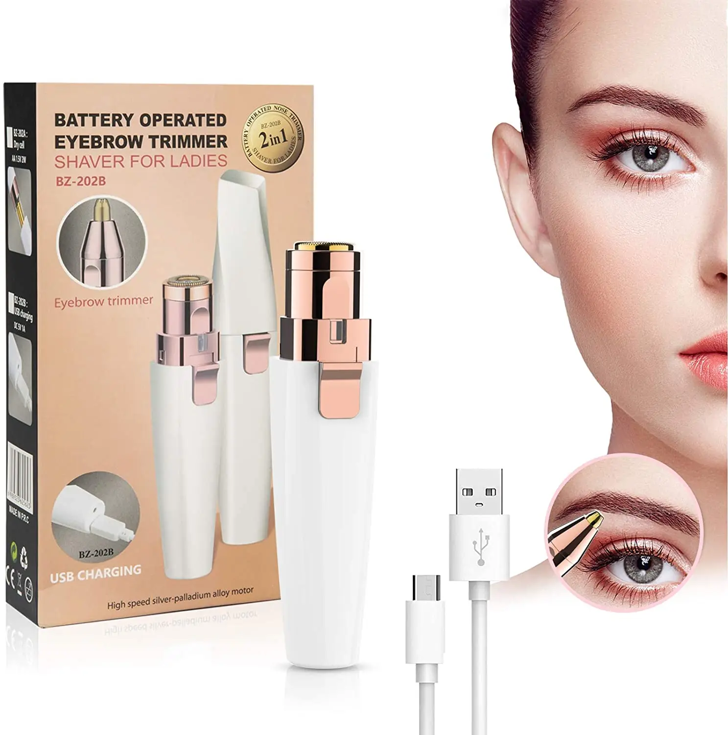 

Eyebrow Trimmer Painless Facial Hair Removal for Women Rechargeable Electric Epilator Shaver Razor Lips Nose Face Body