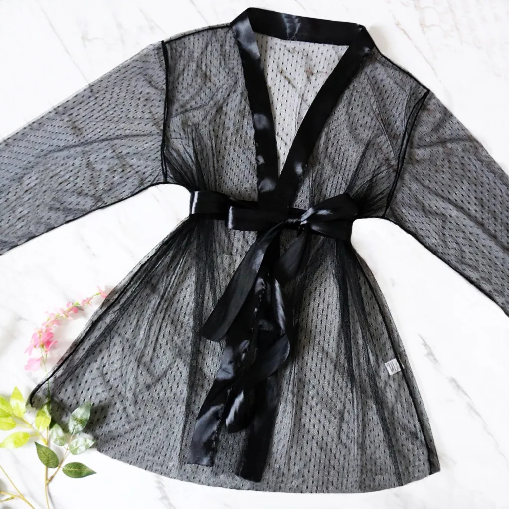 Женский перспективный халат наборы с поясом сексуальный кружевной