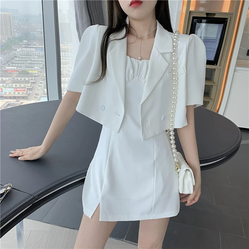 

CMAZ two-pieces dress for women 2021 summer blazer coat + dress suits 5303#